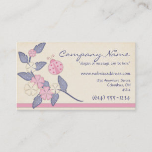 Pretty Flowers with Pink Ladybug Business Card