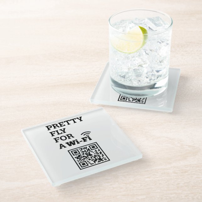 Pretty Fly For a Wifi Scan to Connect QR Code  Glass Coaster (Angled)