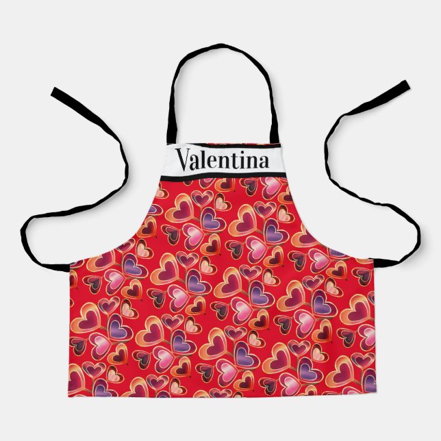 Pretty Foil Textured Stack Double Heart Lollipops  Apron (Front)