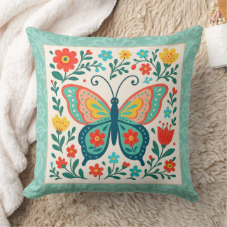 Pretty Folk Art Butterfly  Cushion
