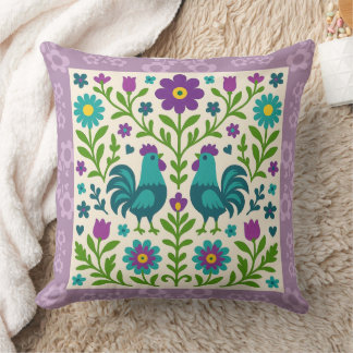 Pretty Folk Art Cockerel   Cushion