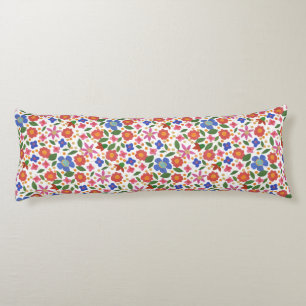 Pretty Folk Art Style Floral Miniprint Body Pillow
