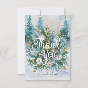 Pretty Forest Grateful Happy Holidays Thank You Card