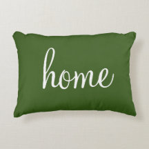 Pretty forest green "home" accent pillow