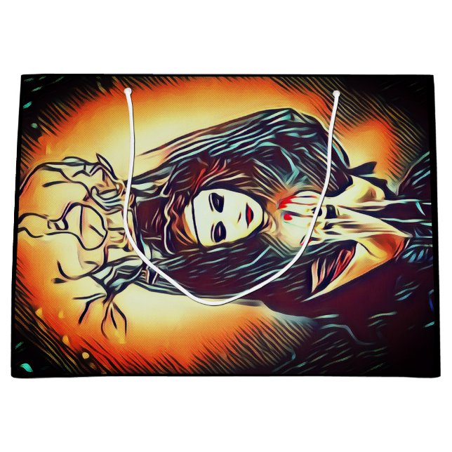 Pretty Forest Witch Gothic Customizable Large Gift Bag (Front)