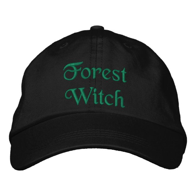 Pretty Forest Witch Quote Green Black Embroidered Hat (Front)