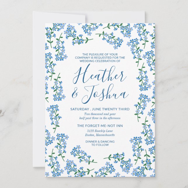 Pretty Forget Me Nots Floral Wedding Invitation (Front)