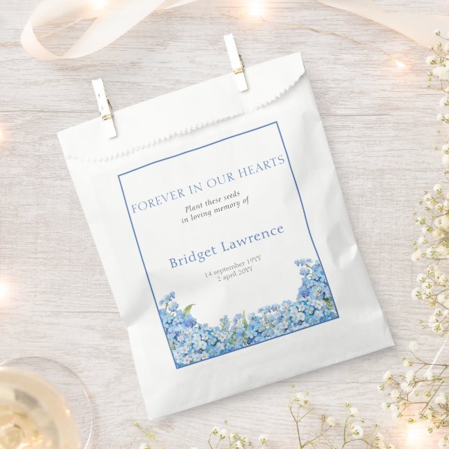 Pretty forget-me-nots funeral seed packet favour bag (Clipped)