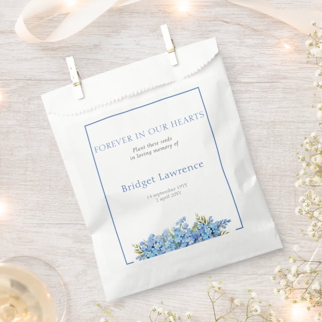 Pretty forget-me-nots funeral seed packet favour bag (Clipped)