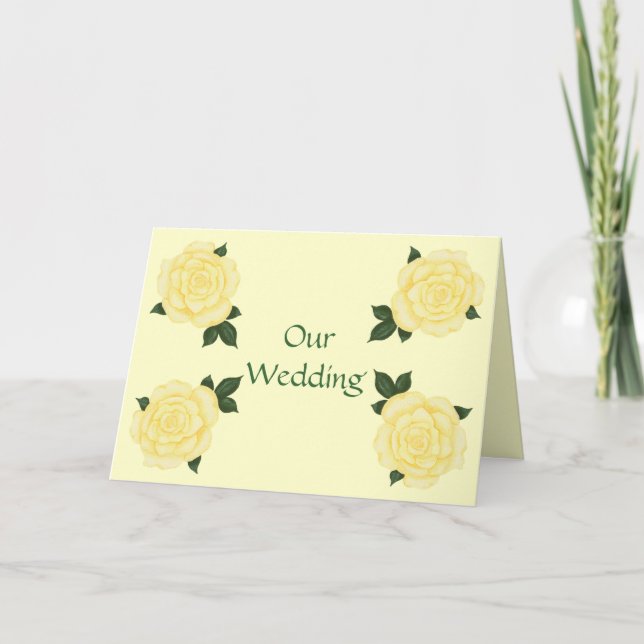 Pretty Four Pale Yellow Roses Wedding Invitations (Front)