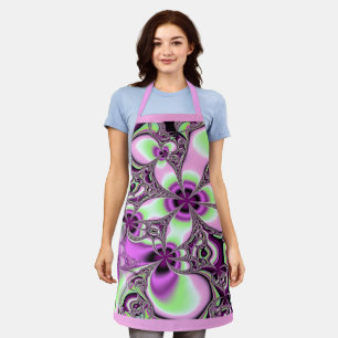 Pretty Fractal Floral in shades of Pink and Green Apron