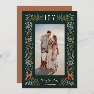Pretty Frame Little Deer   Green   Vertical Photo  Holiday Card