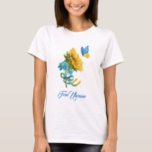 Pretty Free Ukraine Sunflower & Butterfly T-Shirt