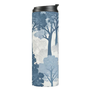 Pretty french blue tree pattern thermal tumbler