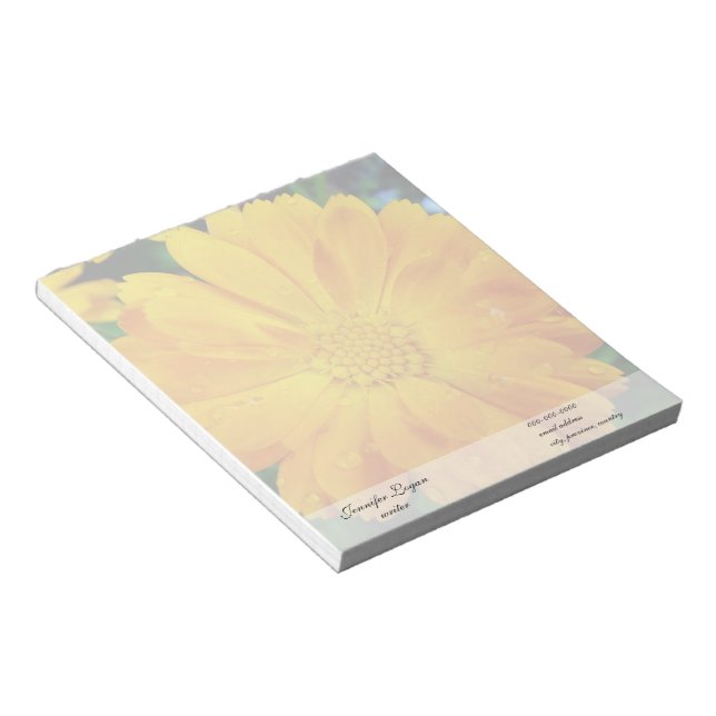 pretty, fresh yellow daisy flower notepad (Angled)