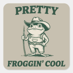Pretty Froggin Cool Frog Toad Meme Lovers Vintage  Square Sticker