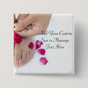Pretty Fuchsia Pink Rose Pedicure Salon 15 Cm Square Badge