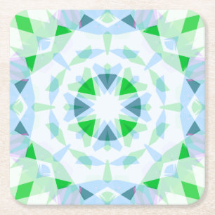 Pretty Fun Boy’s Blue Green Birthday Magic Star Square Paper Coaster