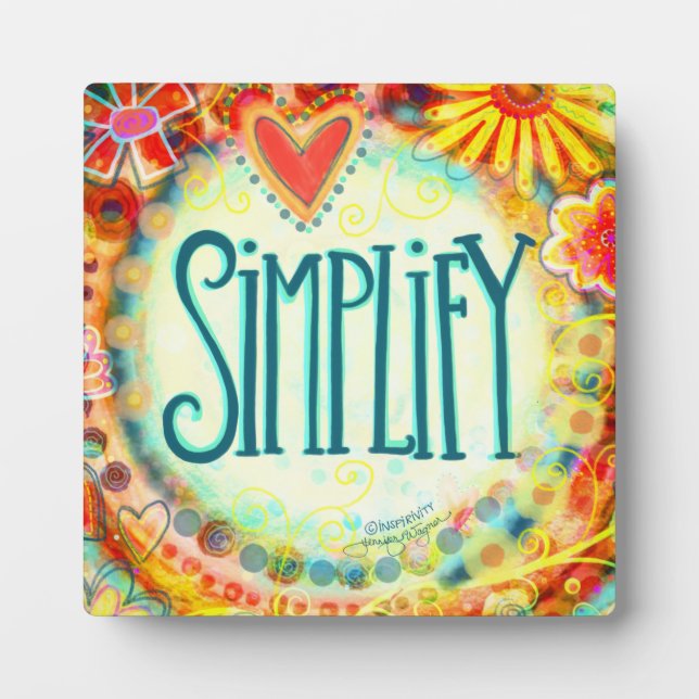 Pretty Fun Heart Floral Simplify Plaque (Front)