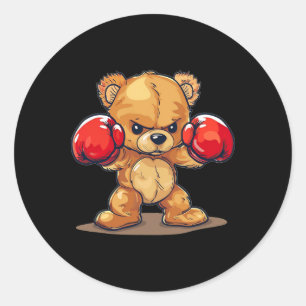 Pretty Funny Bear Costume For Boxing Lovers Classic Round Sticker