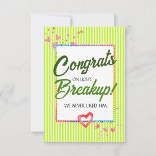 Pretty Funny Divorce or Breakup Congratulations  Thank You Card
