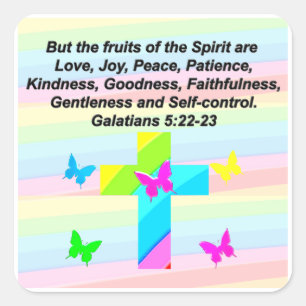 PRETTY GALATIANS 5 FRUIT OF THE SPIRIT SQUARE STICKER