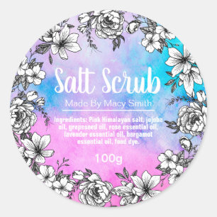 Pretty Galaxy Colours And Flowers Salt Scrub Label