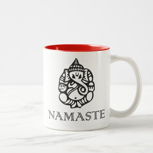 Pretty Ganesh Namaste Design Two-Tone Coffee Mug (Right)