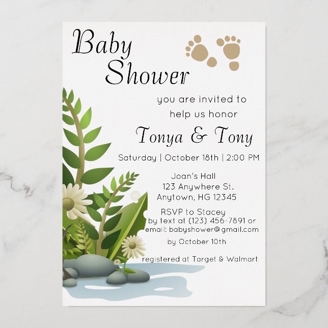 Pretty Garden Baby Shower Foil Invitation (Front)