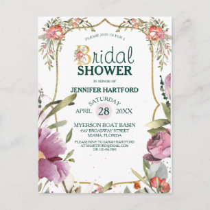 Pretty Garden Blossom Floral Bridal Shower Postcard