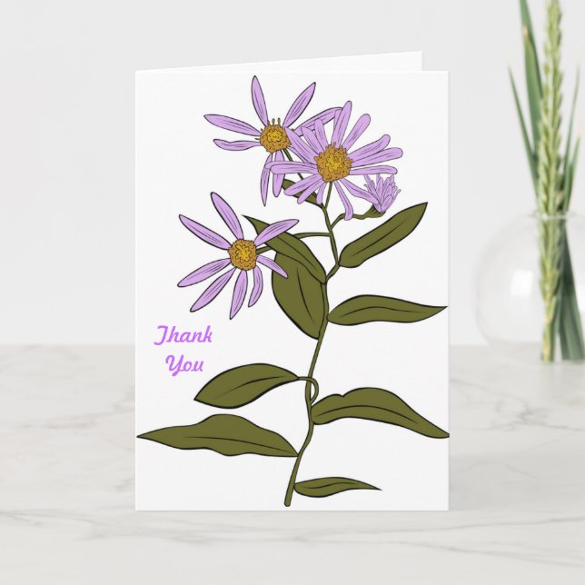 Pretty Garden Daisy Aster Flower Blooms Thank You Card (Front)
