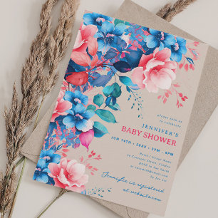Pretty Garden Floral Baby Shower Champagne Invitation
