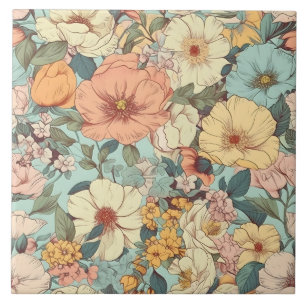 Pretty Garden Floral Ceramic Tile