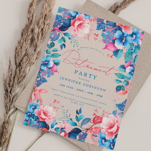 Pretty Garden Floral Retirement Party Champagne Invitation