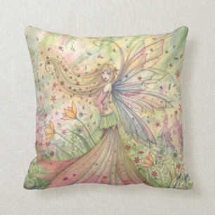 Pretty Garden Flower Fairy Throw Pillow
