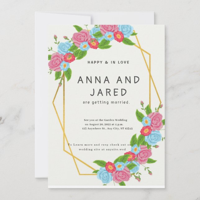 Pretty Garden Flower Wedding Invitation (Front)