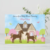 Pretty Garden Horse Baby Shower Invitations (Standing Front)