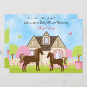 Pretty Garden Horse Baby Shower Invitations (Front/Back)