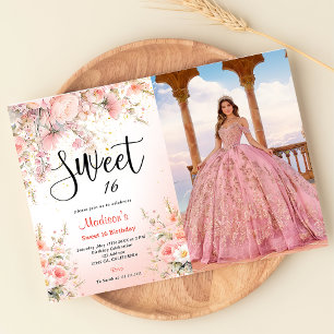 Pretty Garden Wildflowers Watercolor Sweet 16  Invitation