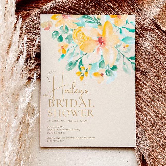 Pretty garden yellow green floral bridal shower invitation (Creator Uploaded)