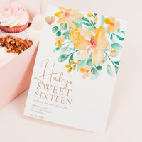 Pretty garden yellow green floral sweet 16