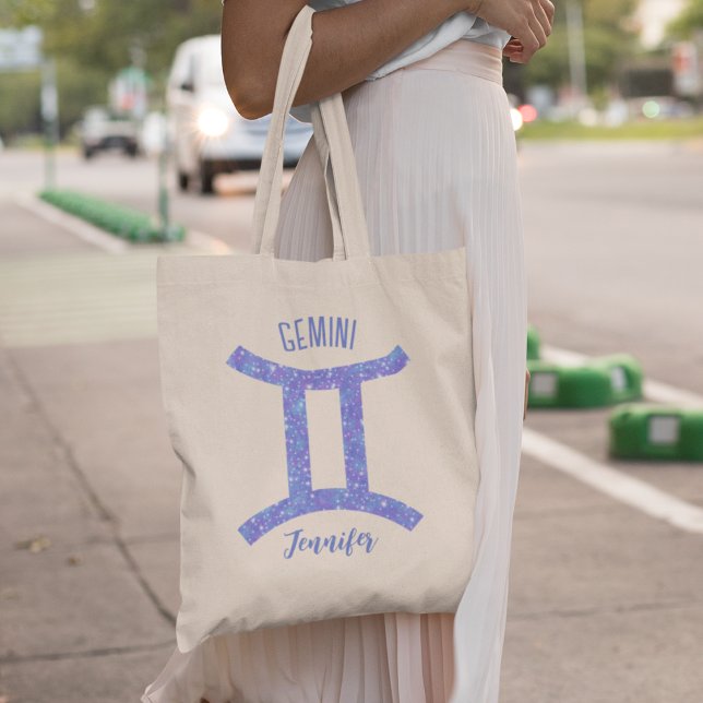 Pretty Gemini Astrology Sign Custom Birthday Tote Bag (Creator Uploaded)