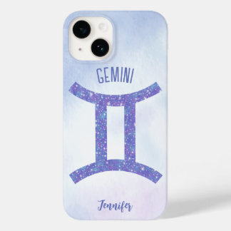 Pretty Gemini Astrology Sign Personalised Purple Case-Mate iPhone 14 Case