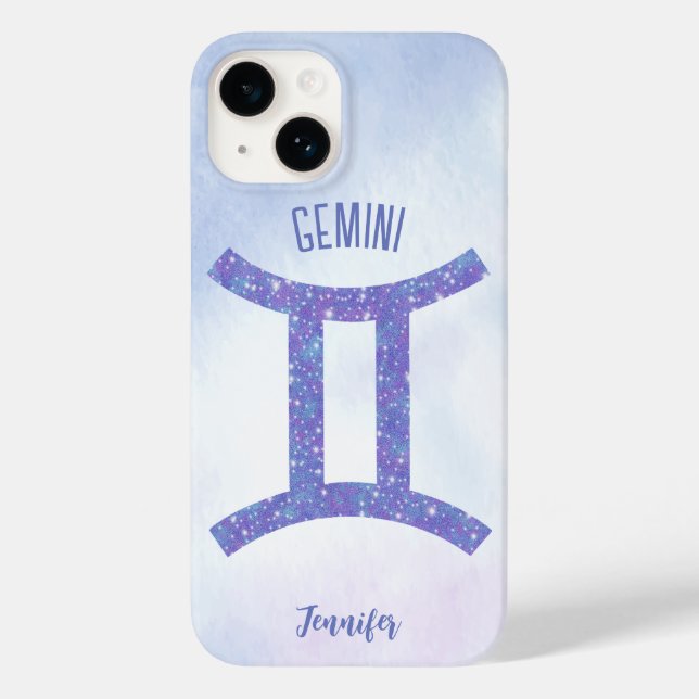 Pretty Gemini Astrology Sign Personalised Purple Case-Mate iPhone Case (Back)