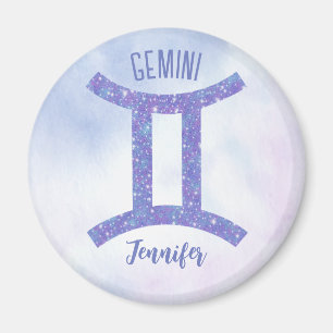 Pretty Gemini Astrology Sign Personalized Purple Magnet