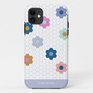 Pretty Geometric Hexagon Flowers in Lilac iPhone 11 Case