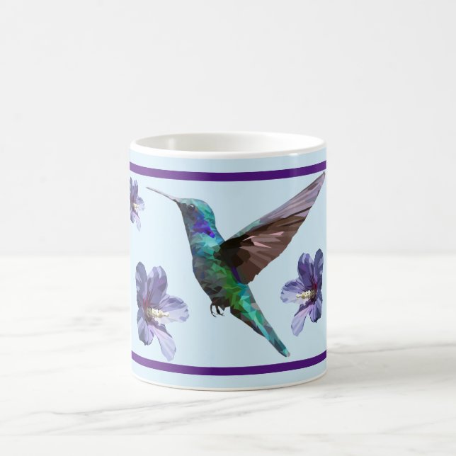 Pretty Geometric Hummingbird/Hibiscus Mug (Center)