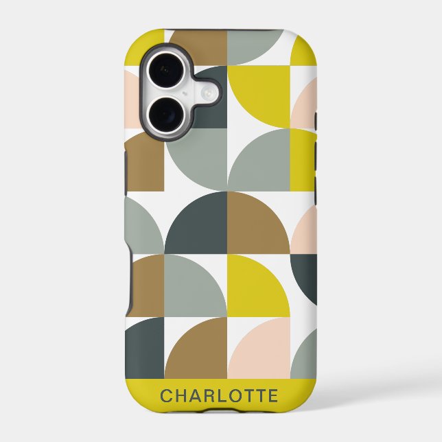 Pretty Geometric Shapes Pink Yellow Personalised (Back)