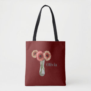 Pretty Gerbera Daisy Flowers In A Vase Photograph Tote Bag