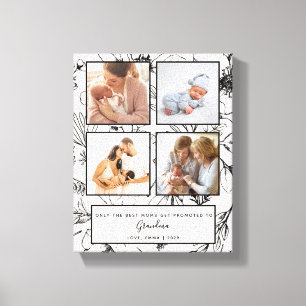 Pretty Get Promoted to Grandma Blush Photo Collage Canvas Print